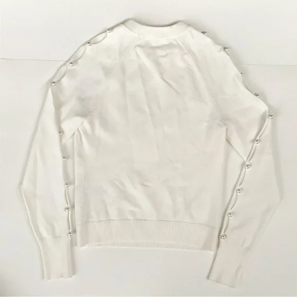 Jonathan Simkhai NWT Geneva Compact Ribbed Pearl Long Sleeve Ivory Top Size XS - Picture 4 of 10